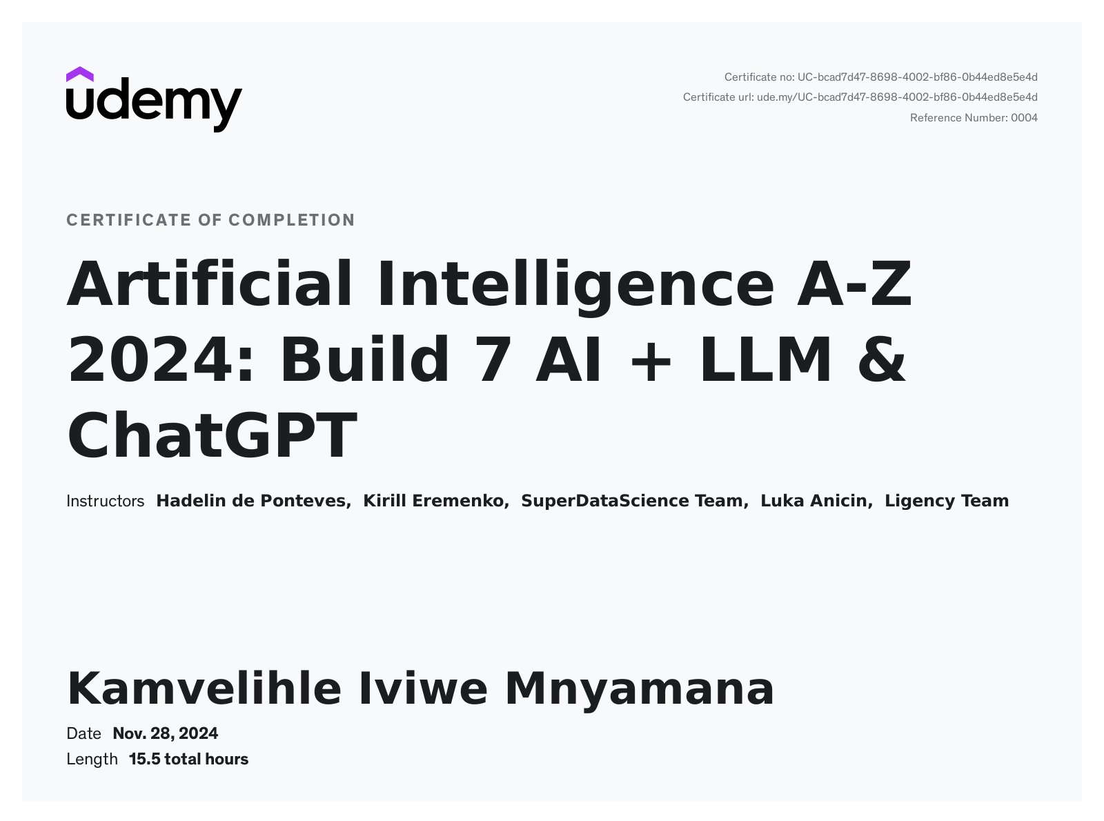 Artificial Intelligence Certification